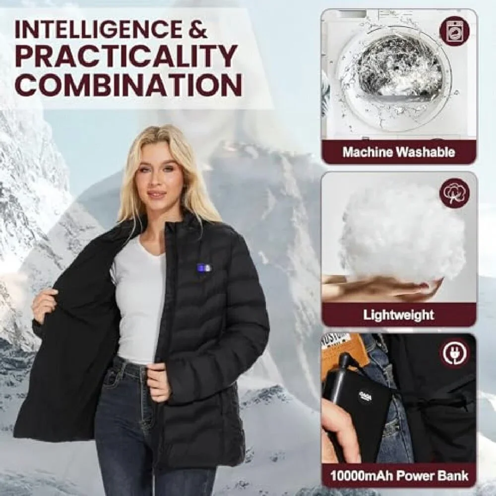 Women's Heated Jacket with Battery Pack, 8 Heating Zones, Water-Resistant